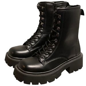 Women’s Truffle Collection chunky heel lace up, combat boots, biker, goth boots